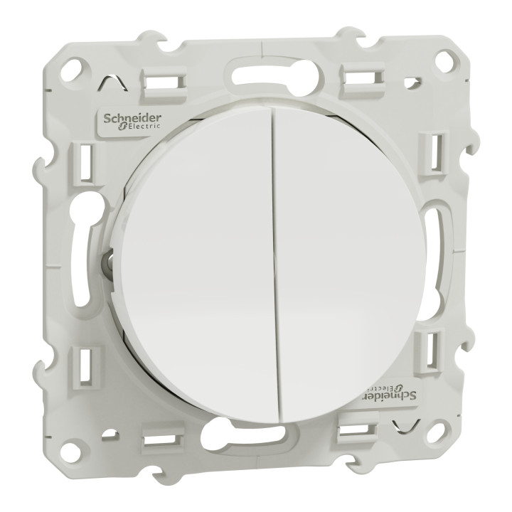 Schneider Odace - Double Va-et-vient Complet - 10A - 250V - Réf : S520214+ S520702