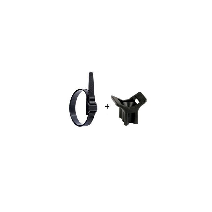 Ram - Collier de fixation nylon - noir - 260x9  + Embase à visser - Collier x100 (59126) +Embase x100 (59220)