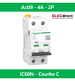 Schneider - Acti9 - IC60N - Disjoncteur - 2P - 4A - 6kA - courbe C - Réf : A9F74204