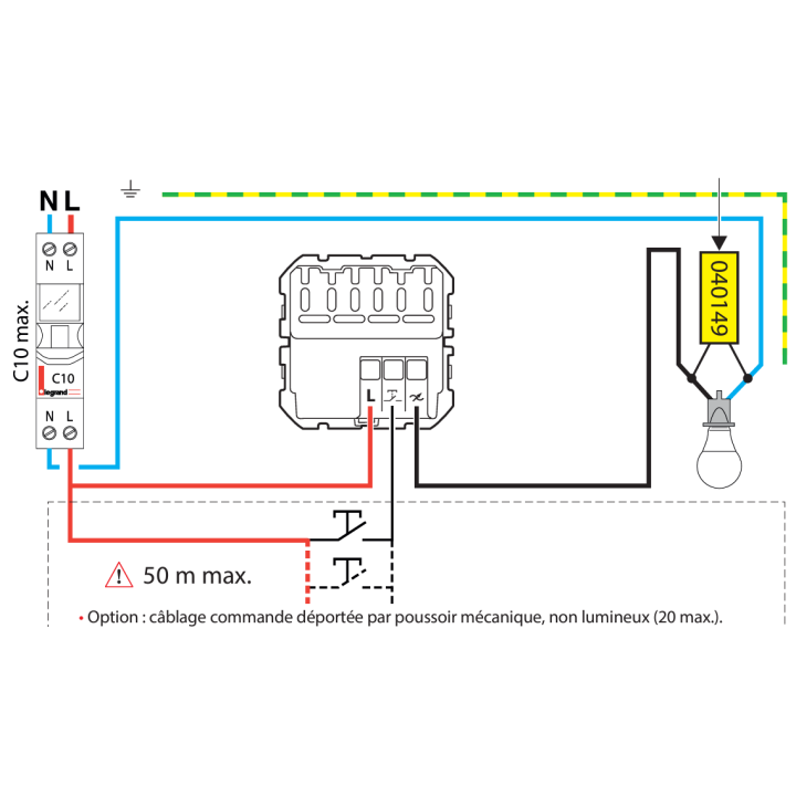 Legrand - Mosaic - Interrupteur variateur universel 2 fils sans neutre - Complet - Blanc - Réf : 078407A+277802L+080251