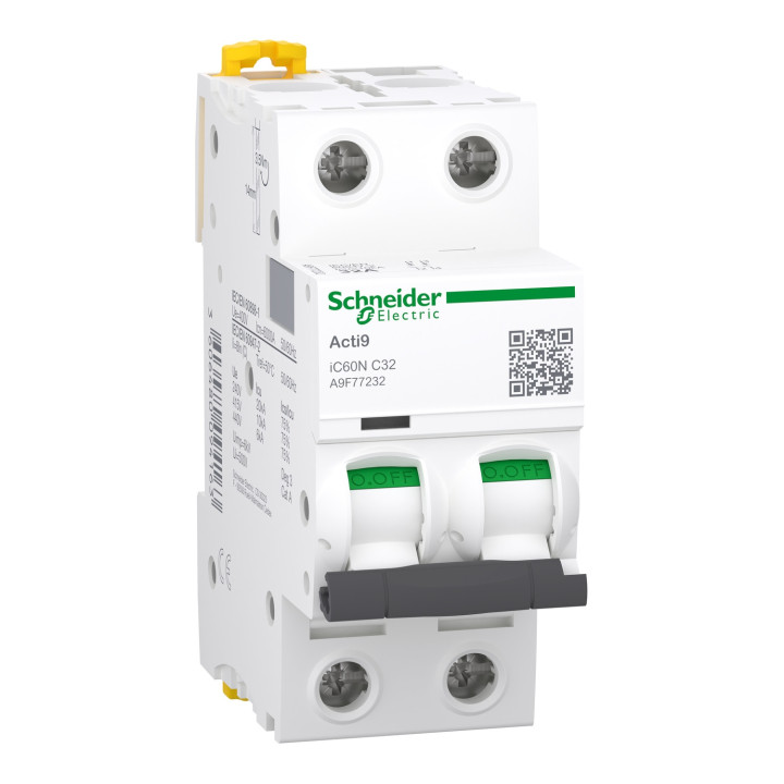 Schneider - Acti9 - iC60N - Disjoncteur - 2P - 32A - 6kA - courbe C - Réf : A9F77232