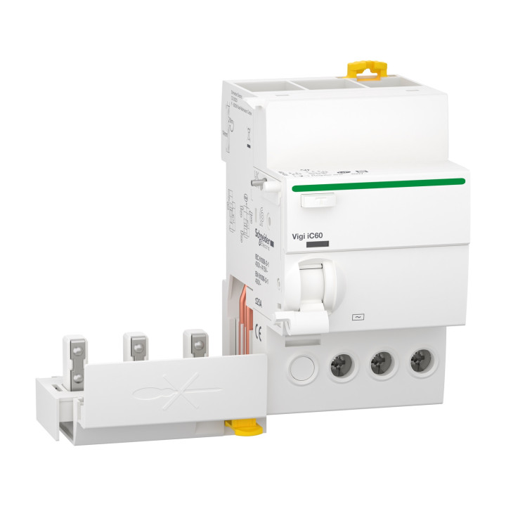Schneider - Acti9 - iC60 - Bloc différentiel Vigi - 3P - 25A - 300mA - type AC - 230-240/400-415V - Réf : A9Q14325