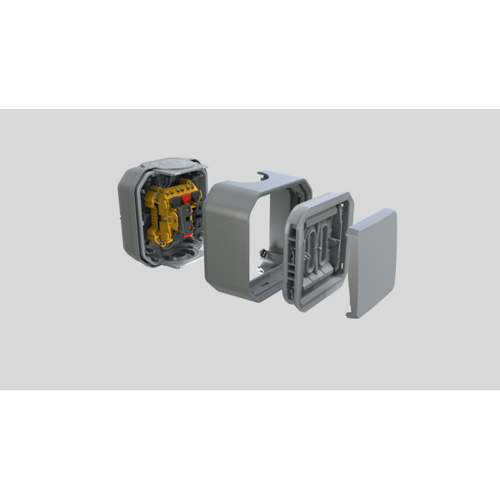 Legrand Plexo - Interrupteur ou Va-et-Vient témoin avec voyant - 10A - 250V - composable - étanche - IP55/IK08 - Gris - Réf : 06