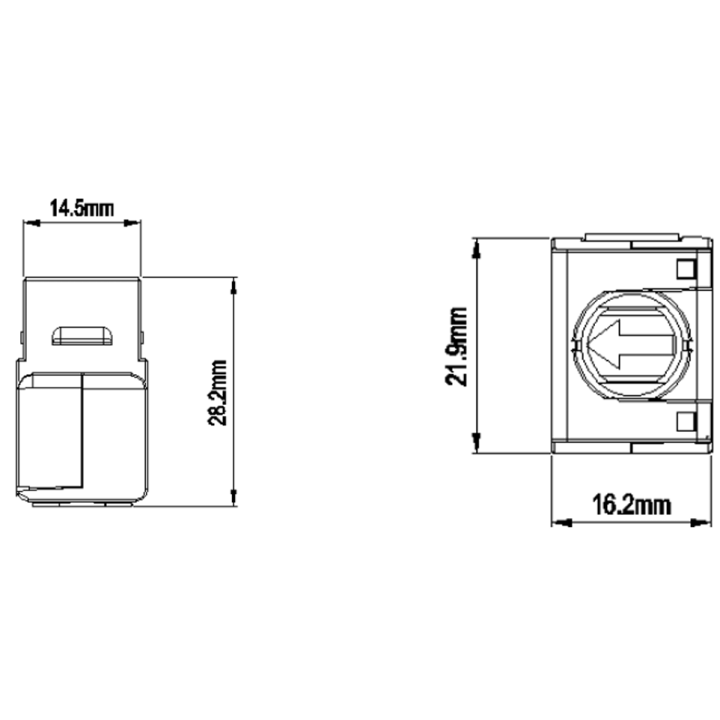 CAE - Connecteur Keystone RJ45 - Grade 3TV - Cat.6A - Blindés - Réf : ECONN6AFS8