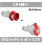 Digital - Fiche mâle 3P+N+T 32A + Fiche femelle - 380V - IP44 - 51318+51418