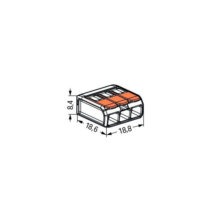 WAGO - LOT de 10 Bornes auto fils Souple / Rigide 3 x (0.08 à 4mm2) - Réf.: WAG 221-413