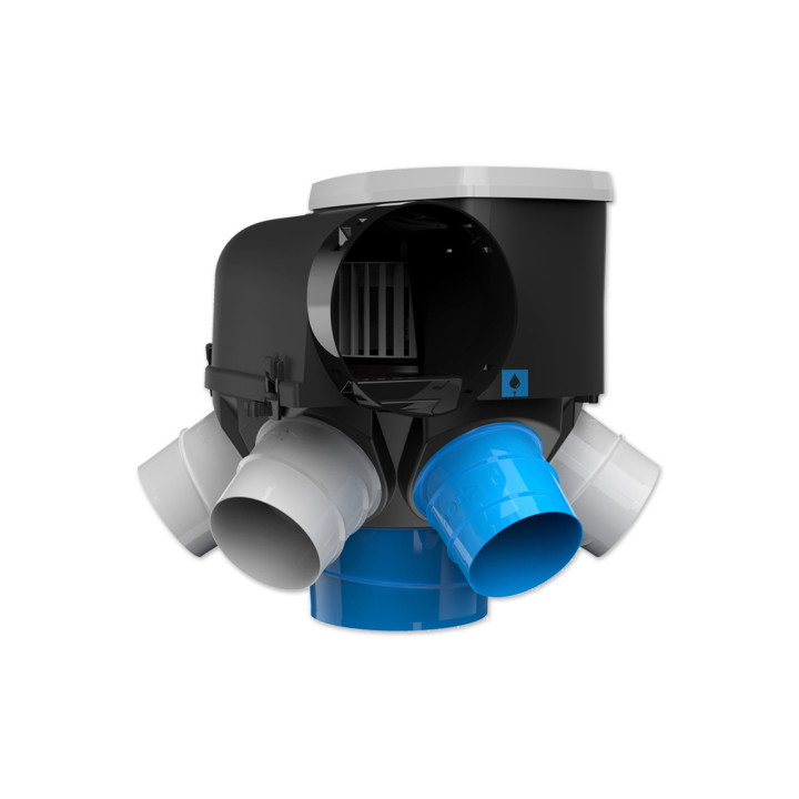 Atlantic - Kit VMC Autocosy iH - Simple flux intelligente 6 sanitaires + 5 bouches fixes Line plates - 230m³/h - Réf : 412289