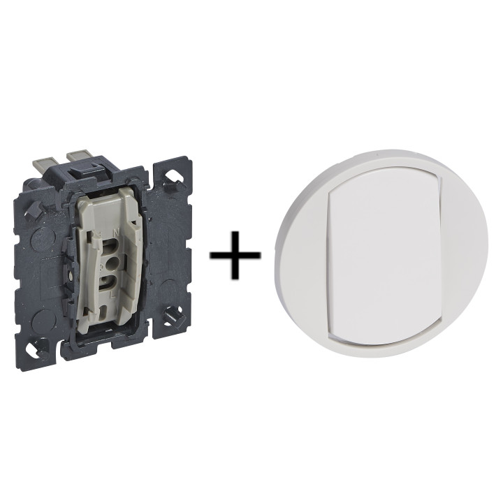 Legrand Céliane - Mécanisme + enjoliveur blanc - Va et vient 10A - Réf : 067001+068001