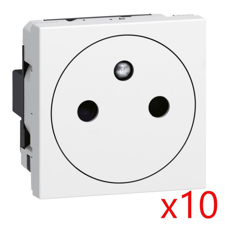Legrand Mosaic - LOT - Prise de courant 2P+T 16A - Surface EU - 230V - 278111Lx10