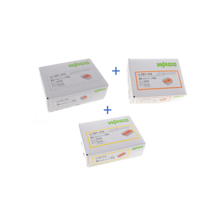WAGO - LOT de 175 Bornes de 2 à 5 conducteurs pour fils souple et rigide - 0.08 à 4mm²