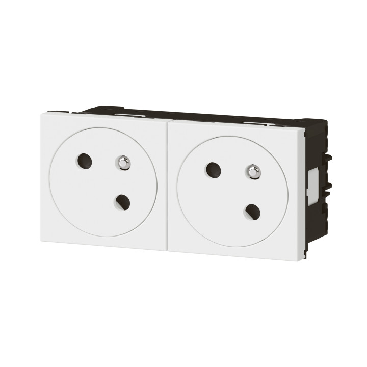Legrand - Mosaic Link - Double prise de courant 2P+T Surface  - Raccordement latéral - 4 Modules - Blanc - Réf : 278164L