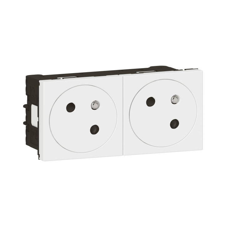 Legrand - Mosaic Link - Double prise de courant 2P+T Surface  - Raccordement latéral - 4 Modules - Blanc - Réf : 278164L