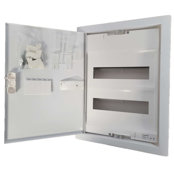 Legrand - Coffret encastré - porte métal extra plate - 2 rangées - 24+4 mod - 001532