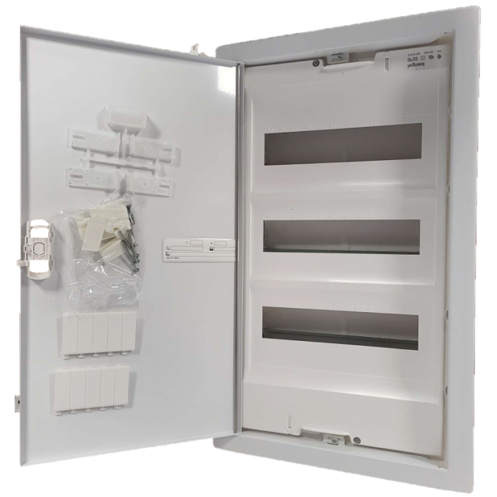 Legrand - Coffret encastré - porte métal extra plate - 3 rangées - 36+6 mod - 001533