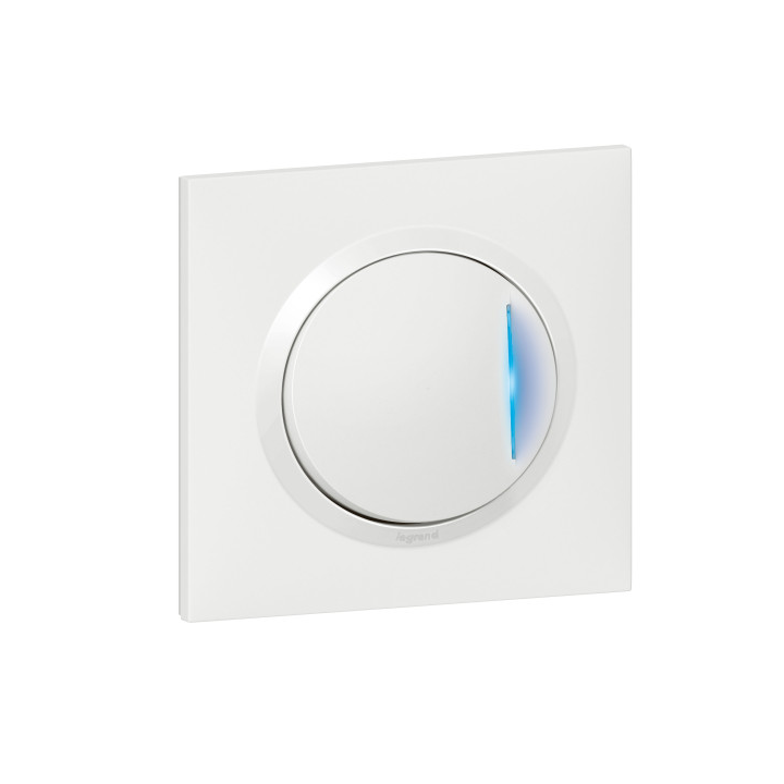 Legrand - Dooxie - Lot prêt à poser en encastré - Interrupteur/va-et-vient témoin blanc avec plaque de finition blanche