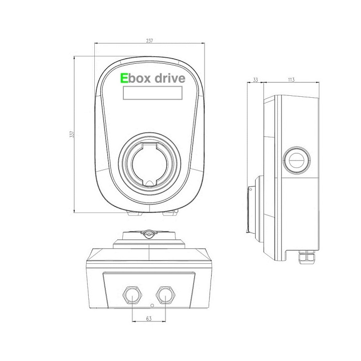 Ebox drive - Borne de recharge - 22KW - 32A - 400V - Triphasée AC - Réf : EBOX22KWT2S