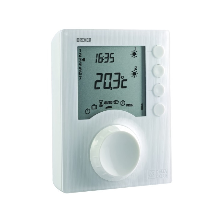 Delta Dore - Programmateur de 1 à 2 zones pour chauffage électrique fil pilote - en saillie - Blanc - Réf :  Driver 620