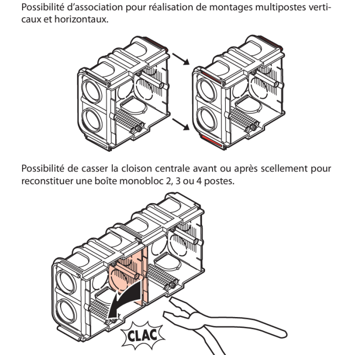 Legrand - Boîte monoposte Batibox - maçonnerie - carrée associable - prof. 60 - 080161