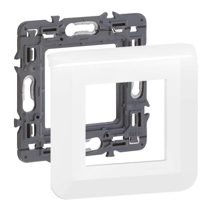Legrand Mosaic - Plaque 2 modules - 1 poste + support 1 poste Réf : 277802L+080251