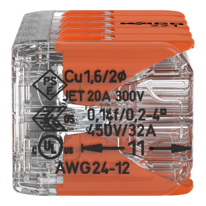 WAGO - Boîte de 15 Bornes auto fils Souple / Rigide 10 x (0.14 à 4mm2) - Réf.: WAG 221-420