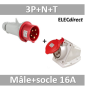 Digital - Prise de Courant Européenne socle 3P+T+N 16A + Fiche mâle - 380V IP 44 - 51216+51316