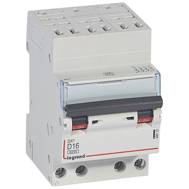 Legrand - Auto/vis-4P-400V 16A-10kA - courbe D - peigne HX³ opti 4P - 3M - 408133