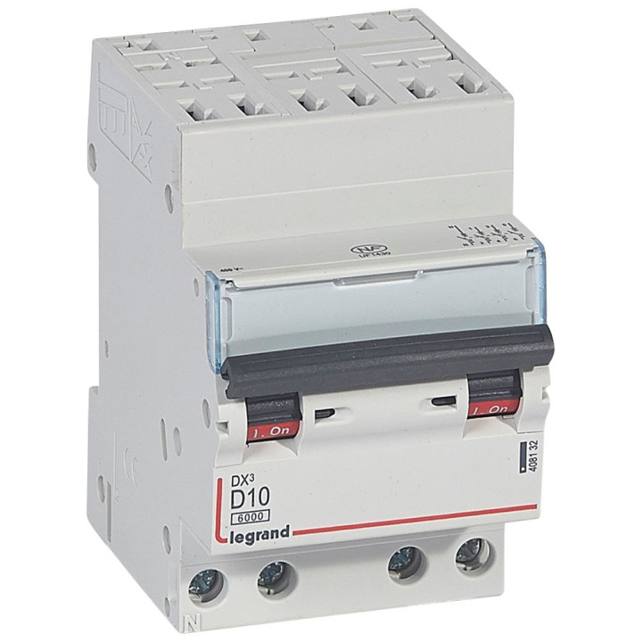 Legrand - Auto/vis-4P-400V 10A-10kA - courbe D - peigne HX³ opti 4P - 3M - 408132