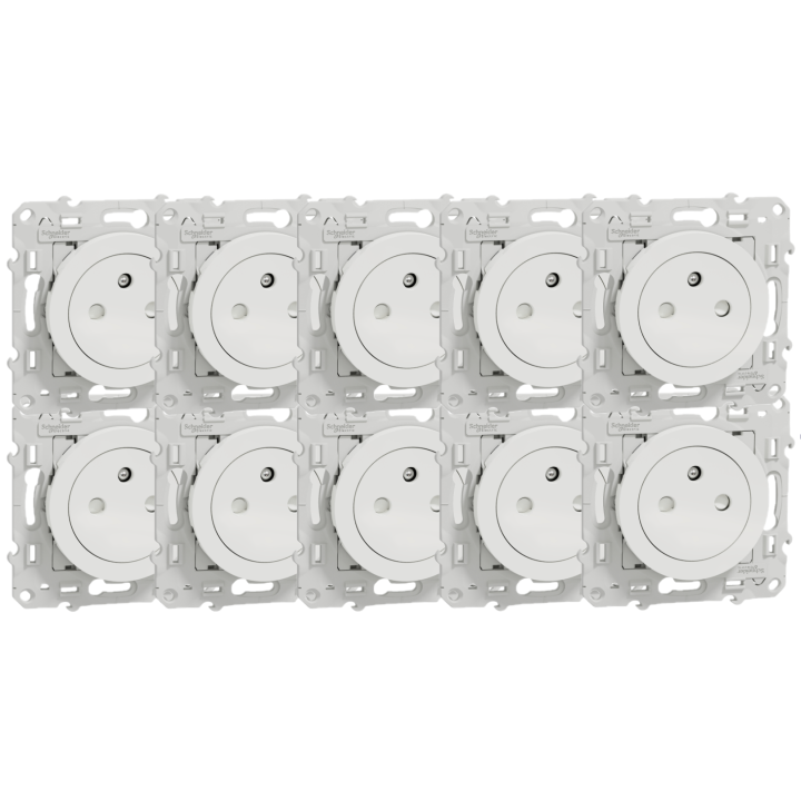 Schneider Electric - Prise 2P+T affleurante blanc - S520052 x 10