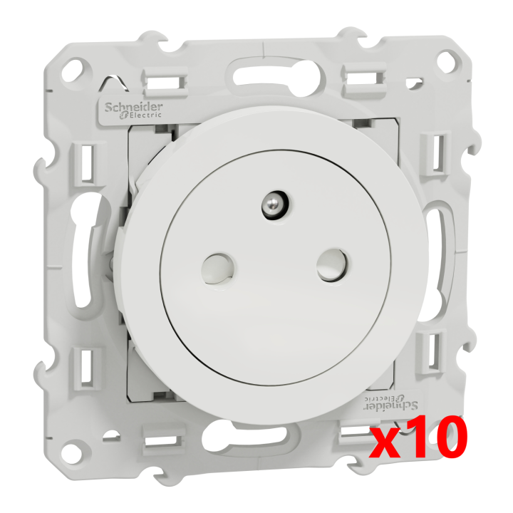 Schneider Electric - Prise 2P+T affleurante blanc - S520052 x 10