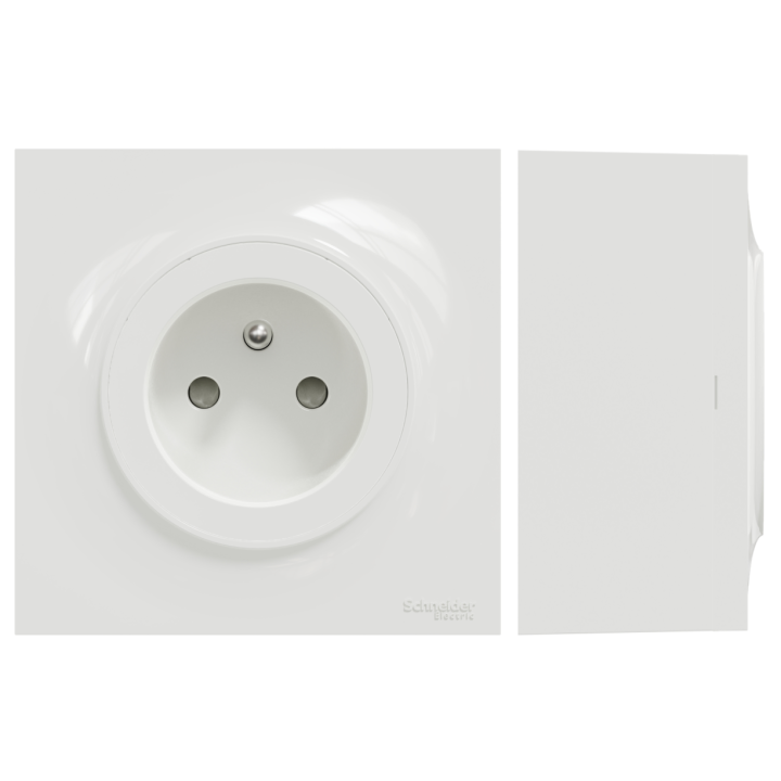Schneider Odace - LOT - Prise 2P+T - 16A + cadre saillie 1 poste complet - Réf : S520059 + S520762 + S520702