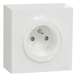 Schneider Odace - LOT - Prise 2P+T - 16A + cadre saillie 1 poste complet - Réf : S520059 + S520762 + S520702