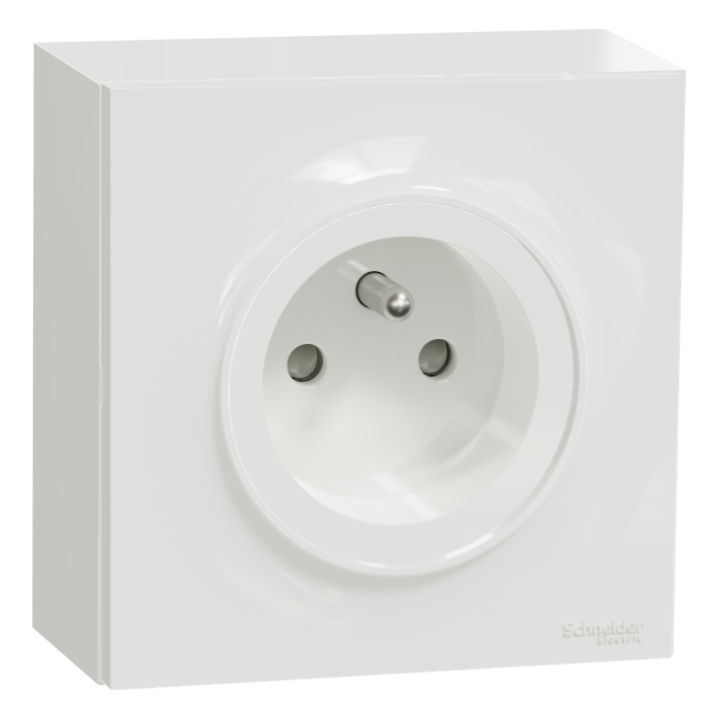 Schneider Odace - LOT - Prise 2P+T - 16A + cadre saillie 1 poste complet - Réf : S520059 + S520762 + S520702