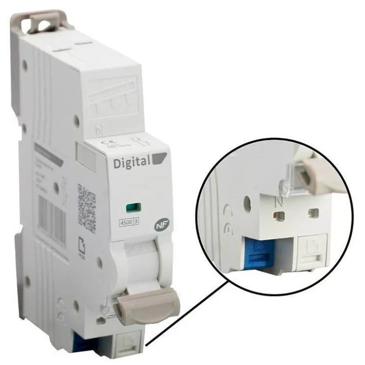 Digital Electric - Disjoncteur 10A Ph/N - Courbe C - 4,5 kA - Embrochable - Réf : 01310