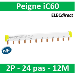 Schneider - Acti9 iC60, peigne à dents, 2 pôles, 100A, 12 modules - A9XPH212