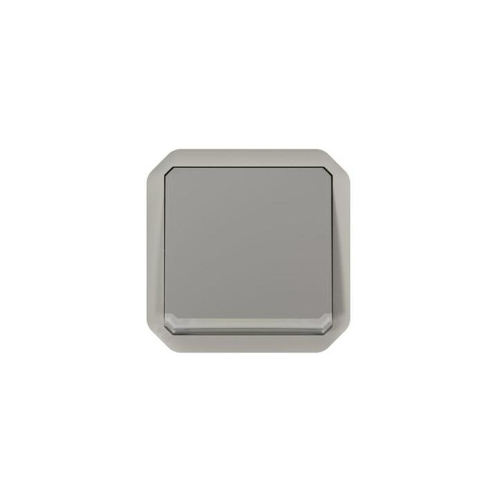 Legrand Plexo - Interrupteur témoin avec voyant - 10A - 250V - étanche - IP55/IK08 - Gris - Réf : 069512L