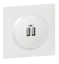Legrand - Dooxie - LOT Double chargeur USB Type-A  2,4A finition + plaque blanche - Réf : 600343+600801