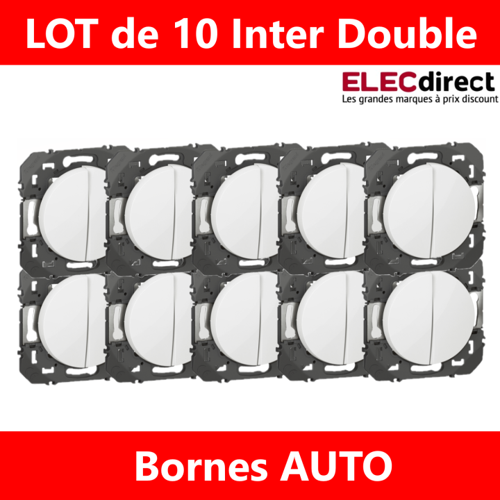 Legrand - Dooxie - LOT de 10 Double interrupteurs ou va-et-vient finition blanc - Réf : 600002x10
