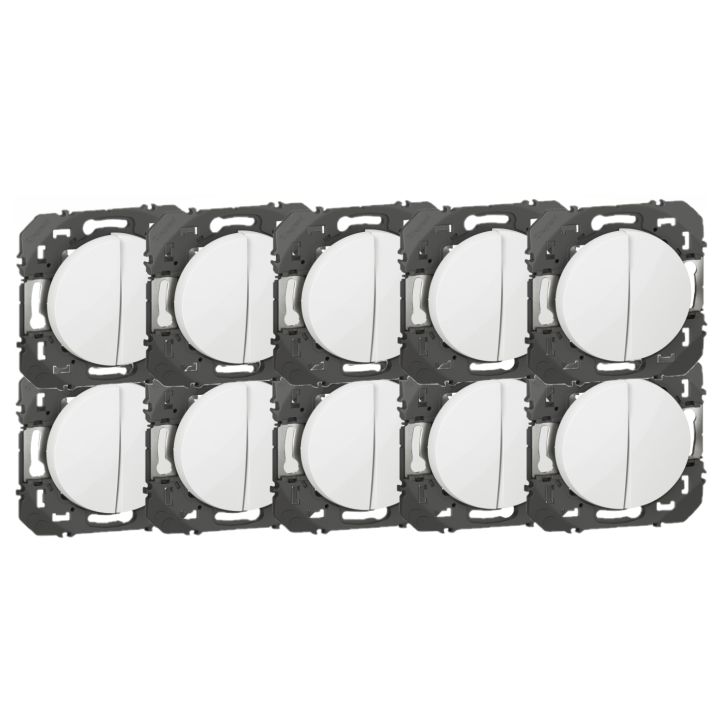 Legrand - Dooxie - LOT de 10 Double interrupteurs ou va-et-vient finition blanc - Réf : 600002x10