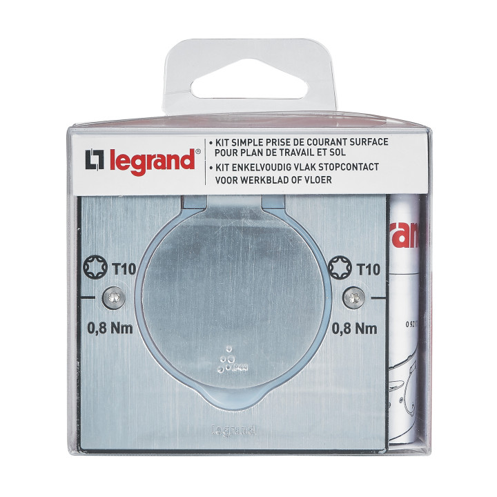 Legrand - Prise de sol inox étanche avec clapet de protection + boîte à encastrer - IP44 - Réf : 092110