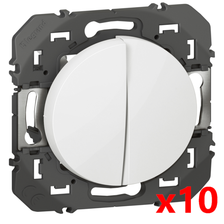 Legrand - Dooxie - LOT de 10 Double interrupteurs ou va-et-vient finition blanc - Réf : 600002x10
