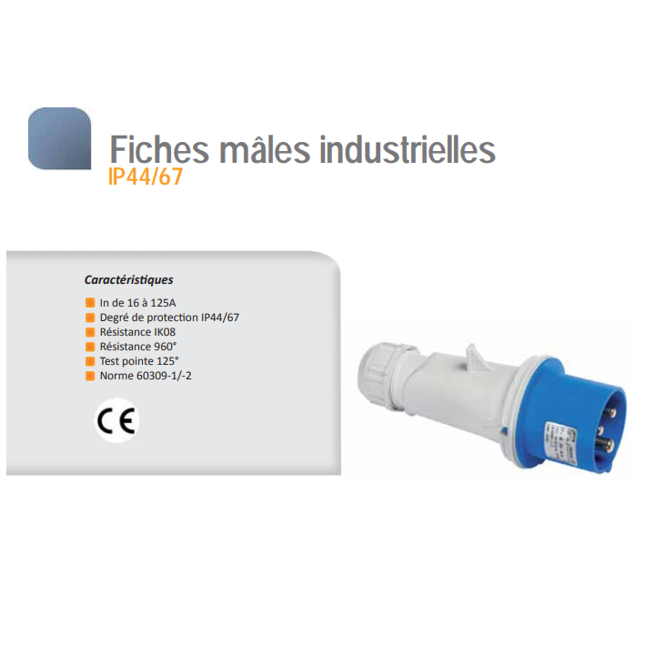 Digital - Fiche mâle 3P+T 16A - 380V - IP67 - 51812 (03602)
