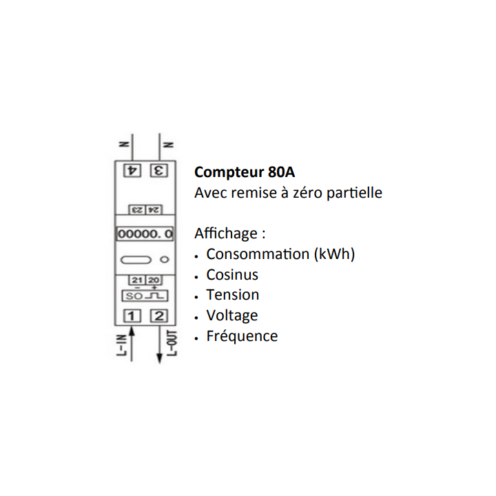 Digital Electric - Compteur Digital - 80A - 220Vac - Réf : 14116