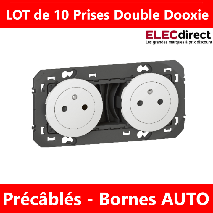 Legrand - Double prise de courant 2P+T Surface dooxie 16A précâblées finition blanc - 600332x10