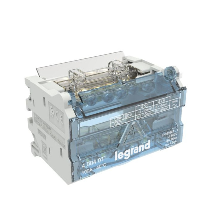 Legrand - Répartiteur modulaire à barreaux étagés - bipolaire - 100A - 6 départs - 4 modules - Réf : 400401