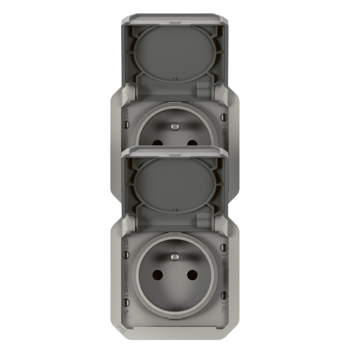 Legrand - Plexo - Double prise 2P+T - 16A - 250V - composable - précâblée - verticale - IP55/IK08 - 069563L