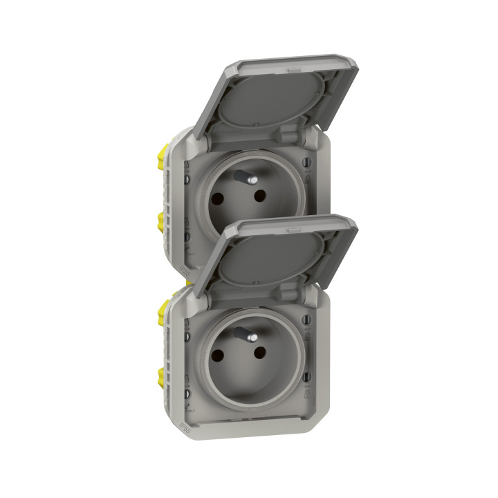 Legrand - Plexo - Double prise 2P+T - 16A - 250V - composable - précâblée - verticale - IP55/IK08 - 069563L