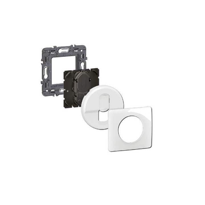 Legrand - Céliane 2024 - Prise  RJ45 simple Cat.6A STP complète blanche 1 poste - Réf : 080251 + CM0346 + CB0346 + CP0001