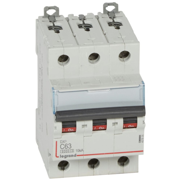 Legrand - Disjoncteur 3P DX3 - 63A - 10kA - courbe C - 407835