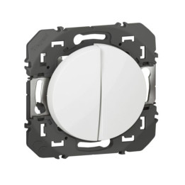 Legrand - Double Poussoir simple Dooxie - 6A - 250V~ - Finition Blanc - Réf : 600008