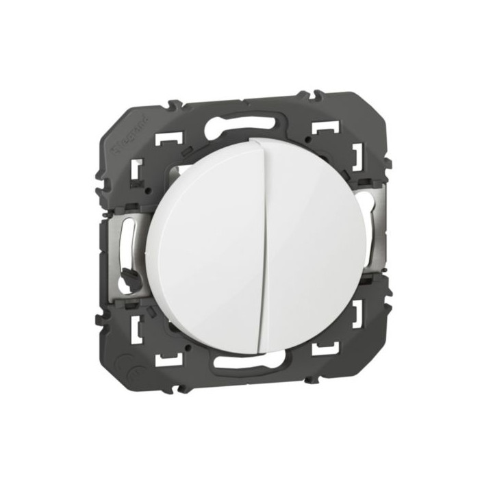 Legrand - Double Poussoir simple Dooxie - 6A - 250V~ - Finition Blanc - Réf : 600008